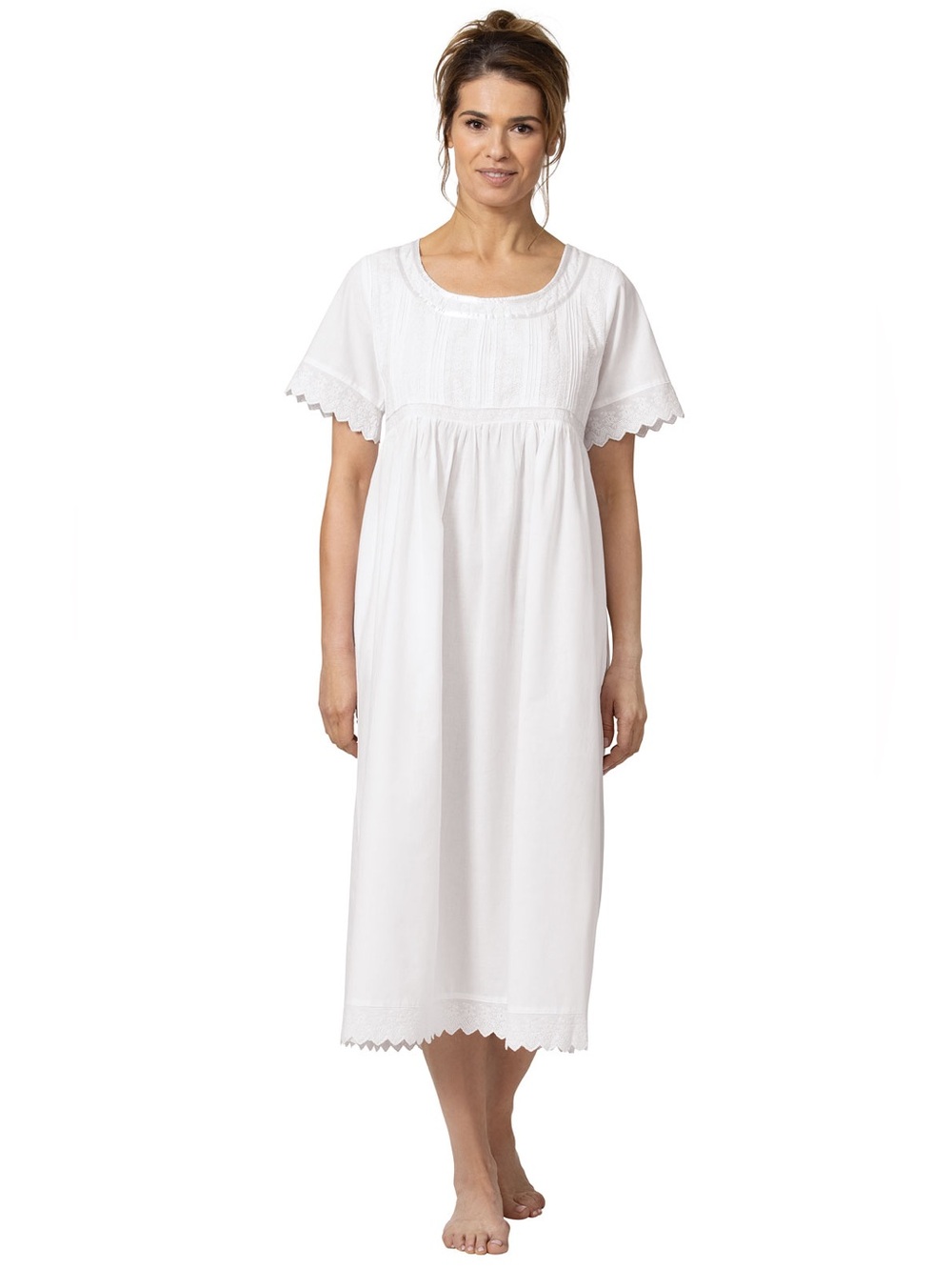 The 1 For U Helena White Cotton Lace Trim Nightgown XS